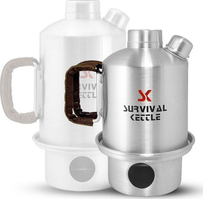 Survival Kettle Aluminiowa Kuchenka czajnik turystyczny Half srebrna