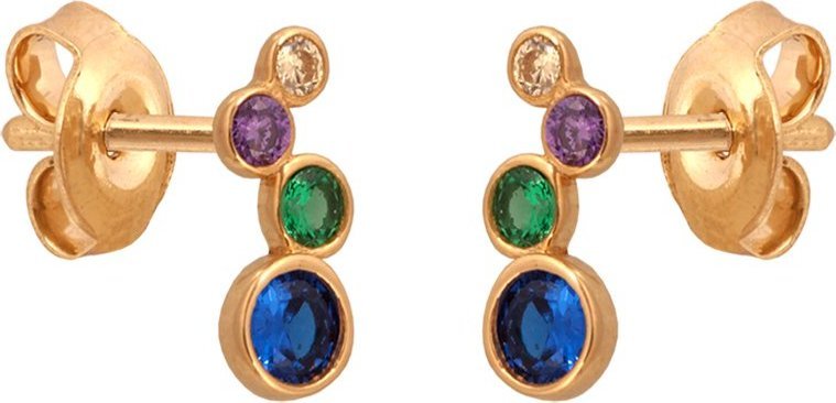 Lovrin Złote kolczyki 585 z kolorowymi cyrkoniami 0.80g