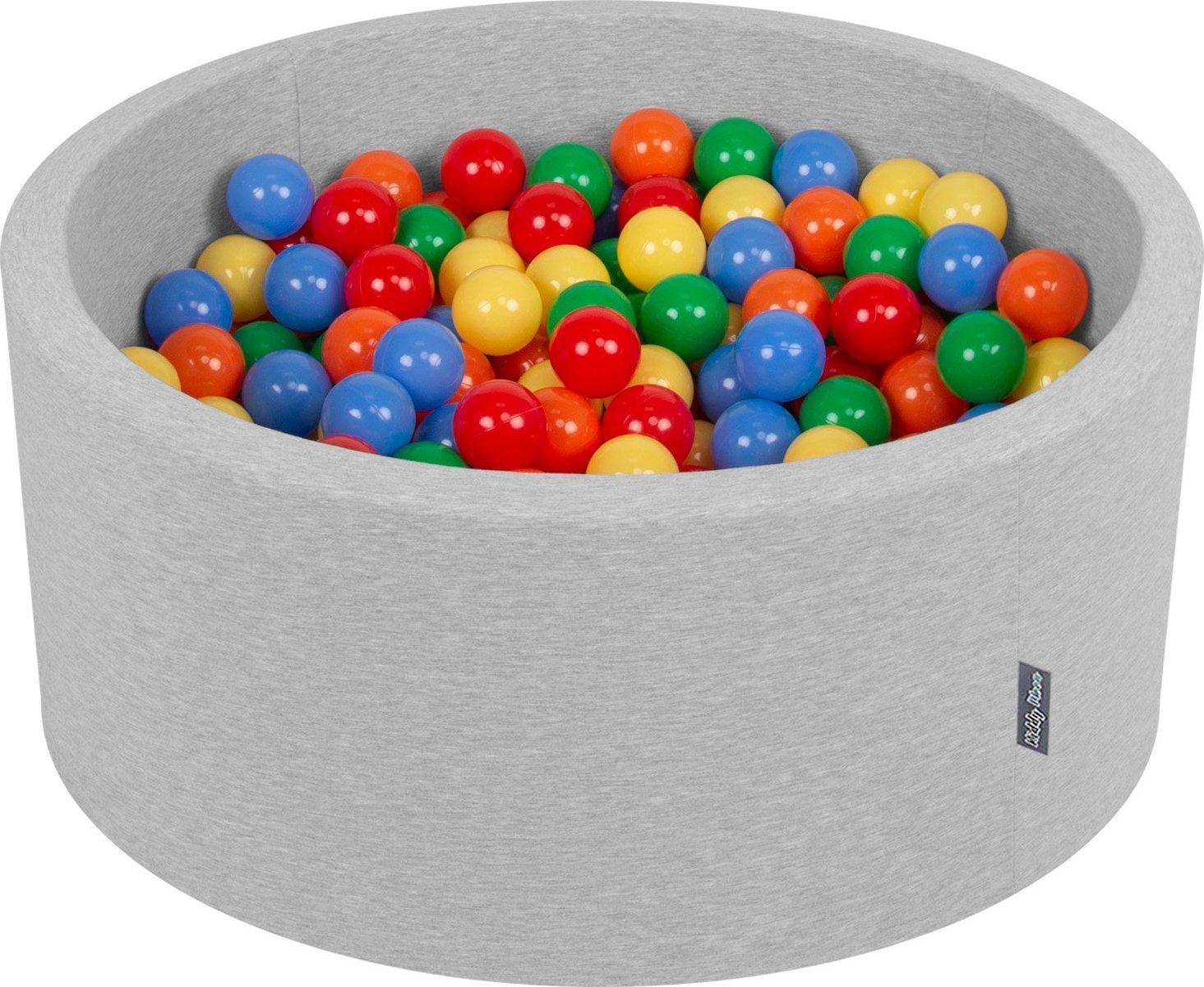 KiddyMoon KiddyMoon Suchy basen okrągły z piłeczkami 7cm 90x40 jasnoszary: żółty-zielony-niebieski-czerwony-pomarańcz 90x40cm/300piłek Zabawka basen p