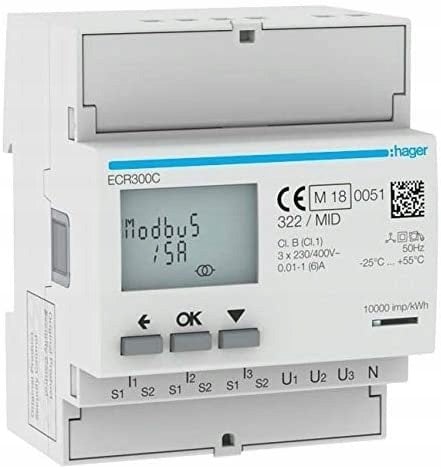 Licznik energii elektrycznej 3-fazowy, 80A 4M, wyjście imp., MID ECP380D