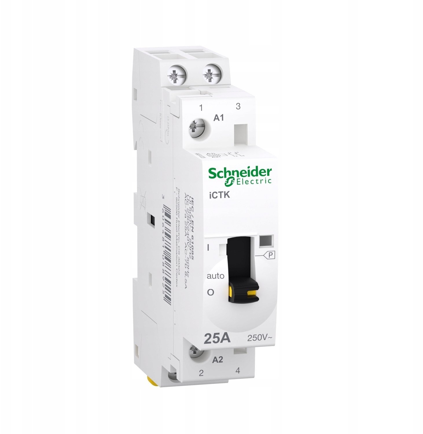 Stycznik modułowy z ręcznym sterowaniem, Acti9 iCTK50r-25-20-230 25A 2NO 5060Hz 230/240 VAC, bez możliwości rozbudowy o styki po