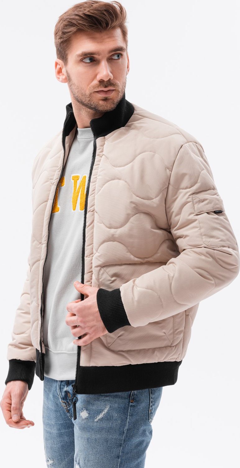 Ombre Kurtka męska przejściowa C515 - beżowa S