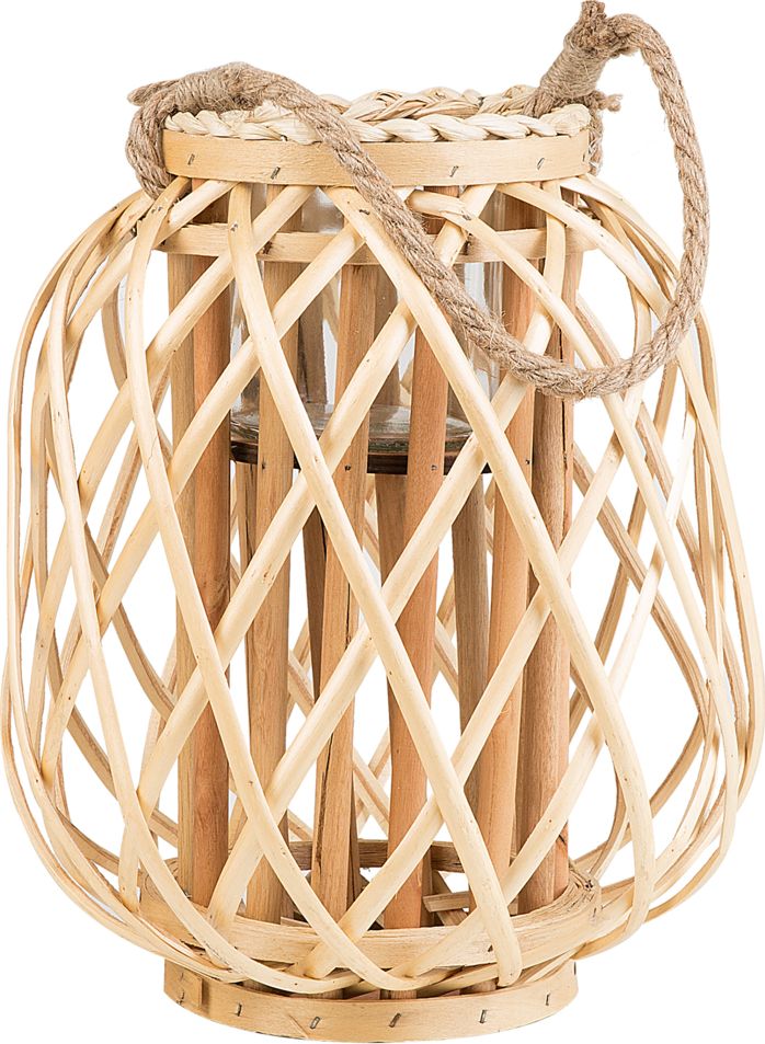 Beliani Lampion drewniany 30 cm jasny MAURITIUS