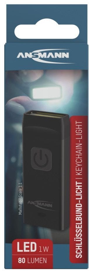 Ansmann Keychain light KL80R, Keychain flashlight, Black, Aluminium, Buttons, IPX3, COB LED