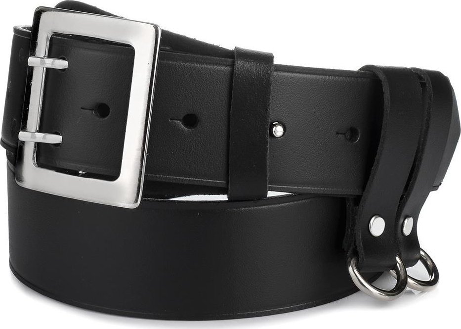 CZARNY pasek męski oficerski solidny W34 : Rozmiar pasków - 115cm NoSize