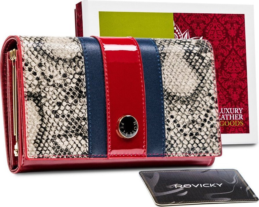 Peterson Skórzany portfel damski z motywem wężowej skóry Peterson NoSize