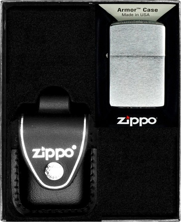 Zestaw ZIPPO Zapalniczka CHROME BRUSHED ARMOR Prezentowy No3