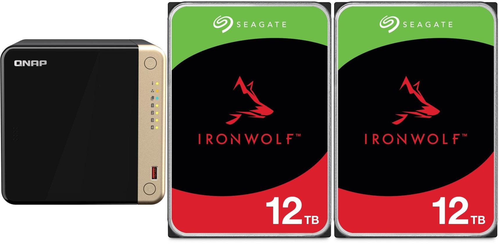 Serwer plików Qnap TS-464-8G + 2x Seagate IronWolf 12TB (ST12000VN0008)