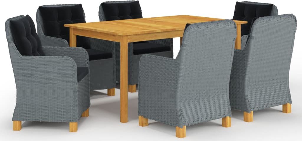 vidaXL 7-częściowy zestaw mebli ogrodowych jasnoszary