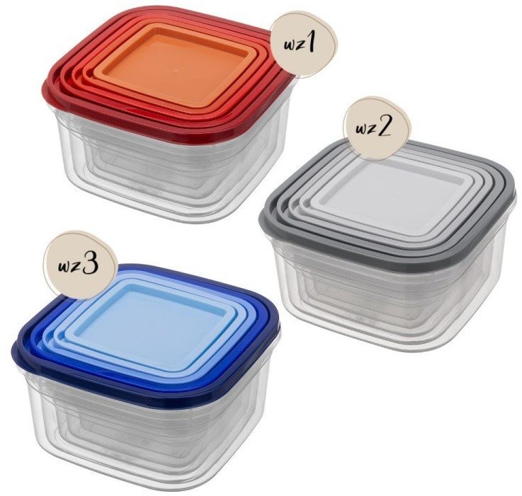 Komplet 5 pojemników kwadratowych KLIC BOX mix kolorów