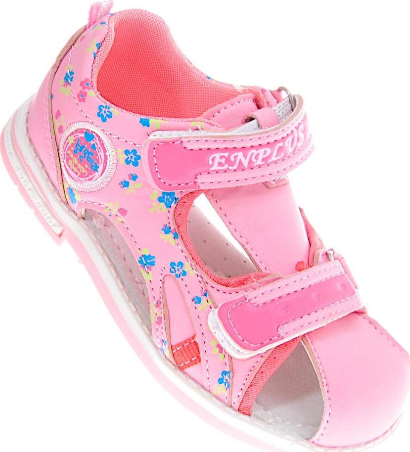 Pantofelek24 Dziecięce sandały na rzepy Różowe /A8-2 10926 T130/ 26