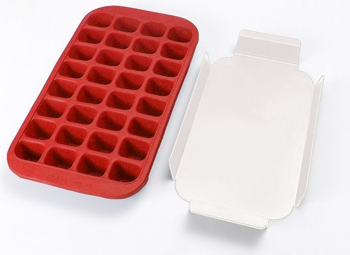 Lekue Forma do kostek lodu z tacką czerwona
