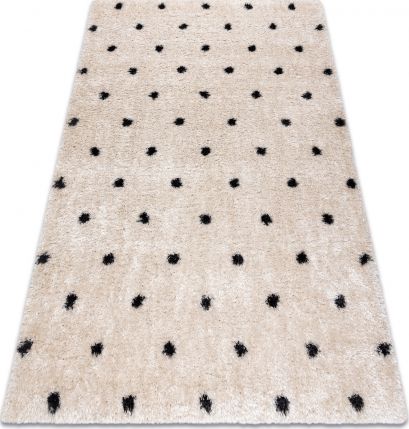 Dywany Łuszczów Dywan FLUFFY 2370 shaggy kropki - krem / antracyt, 180x270 cm