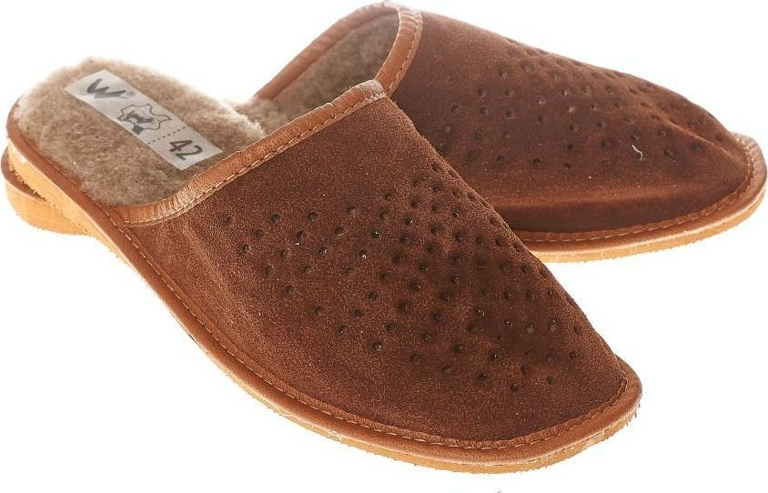 Wójciak Pantofle męskie z ciepłym kożuszkiem na wkładce klapki domowe pw288 45