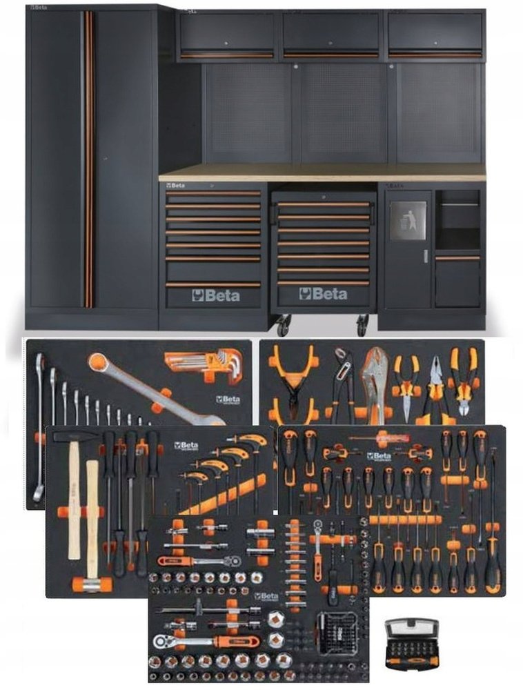 BETA MEBLE WARSZTATOWE SZAFA TABLICA SZAFKA WÓZEK Z NARZĘDZIAMI 268 SZT.