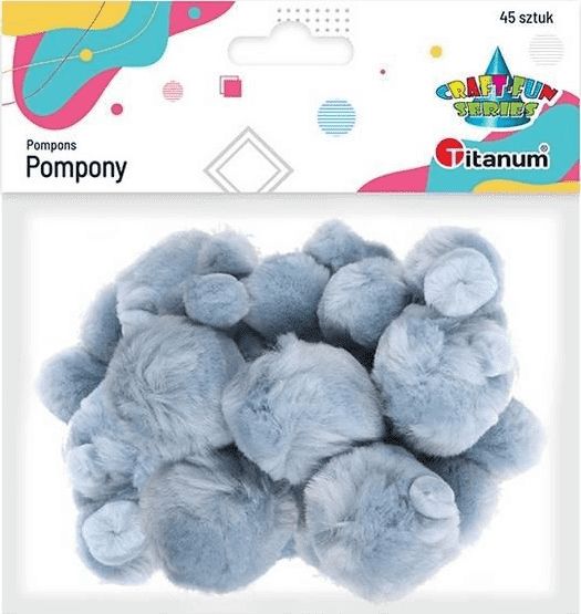 Titanum Pompony akrylowe szare mix rozmiarów 45szt