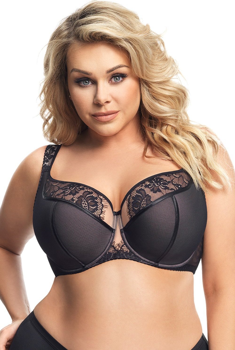 Gorsenia Gorsenia K647 Alicante czarny 70J Biustonosz półusztywniany