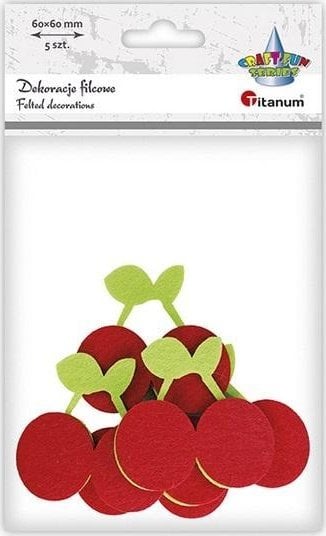 Titanum Filcowe czereśnie 3D czerwono-zielone 5szt