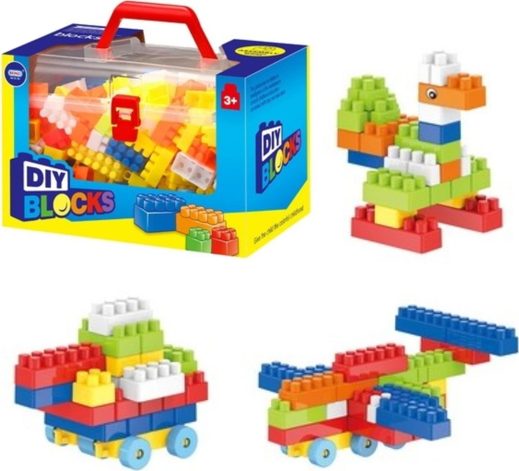 ProNice ZESTAW KONSTRUKCYJNY W WALIZCE DUŻE BEZPIECZNE KLOCKI PLASTIKOWE 220 el