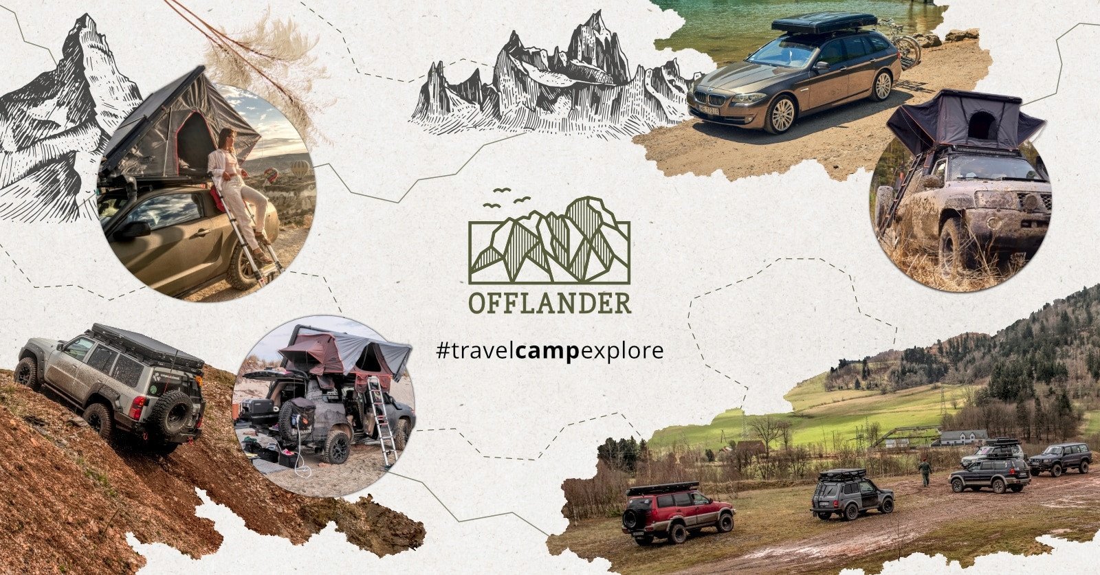 OFFLANDER PONCZO KEMPINGOWE OCIEPLANE WODOODPORNE ZIELONO-BRĄZOWE