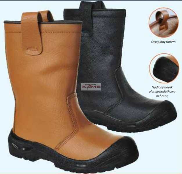 Portwest FW29 STEELITE RIGGER S3 CI - wysokie ocieplane kozaki robocze z nadlanym noskiem i podnoskiem - czarny 44