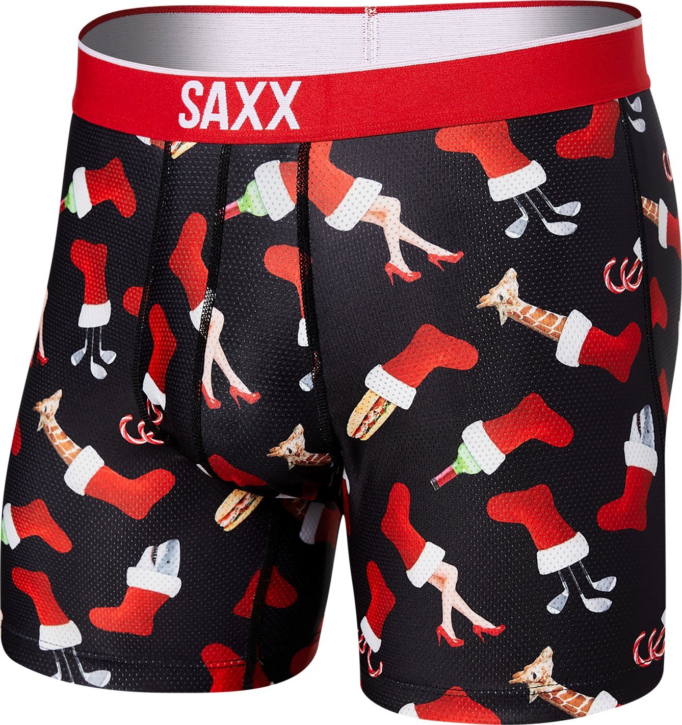 SAXX Bokserki męskie sportowe SAXX VOLT Boxer Brief świąteczna skarpeta czarne S