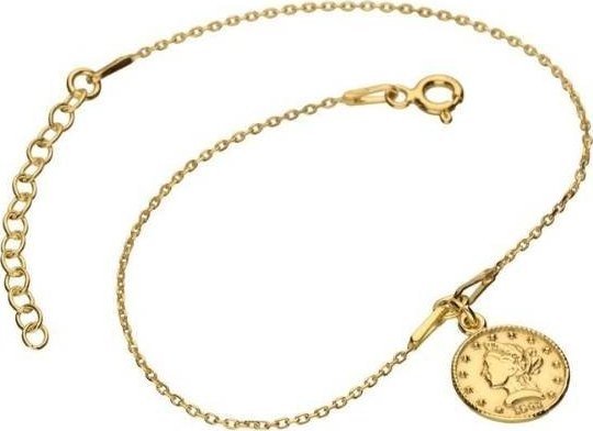 Lovrin Srebrna bransoletka 925 pozłacana z monetą