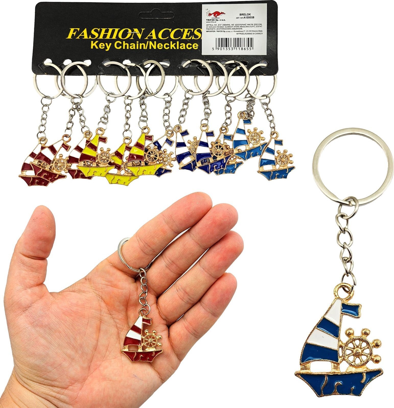 Trifox Brelok metalowy łódka cena za 12szt A-0752 18655