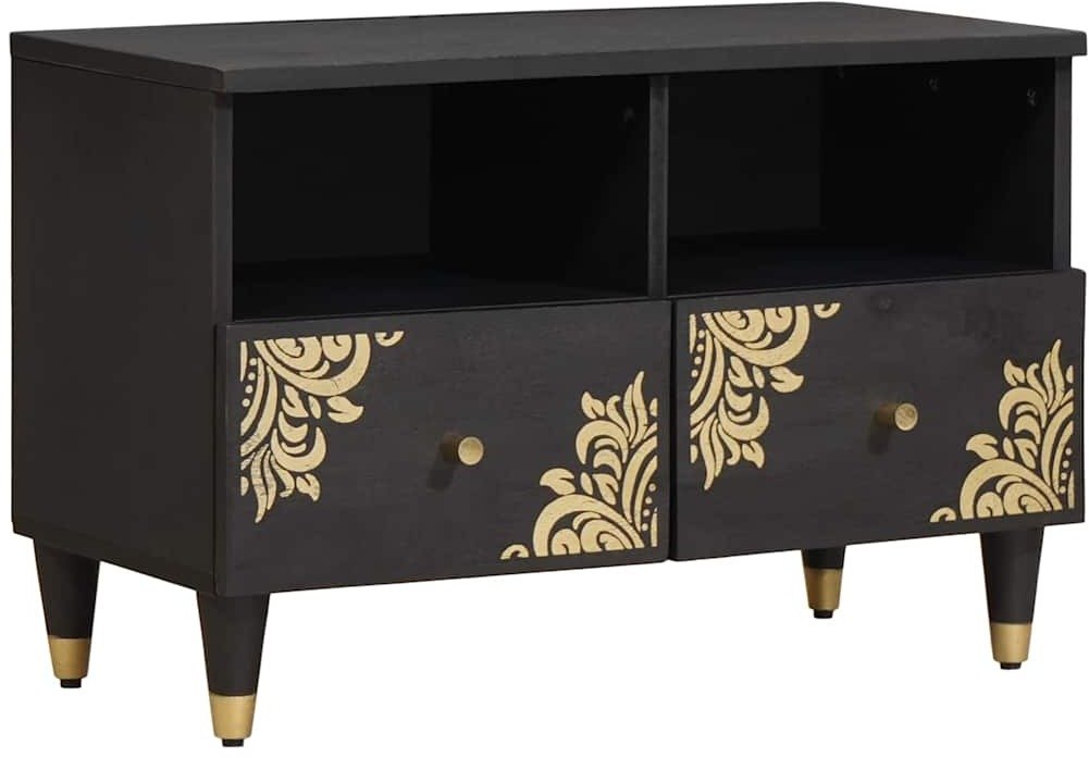 vidaXL Szafka pod telewizor czarny 70 x 33 x 46 cm drewno mango
