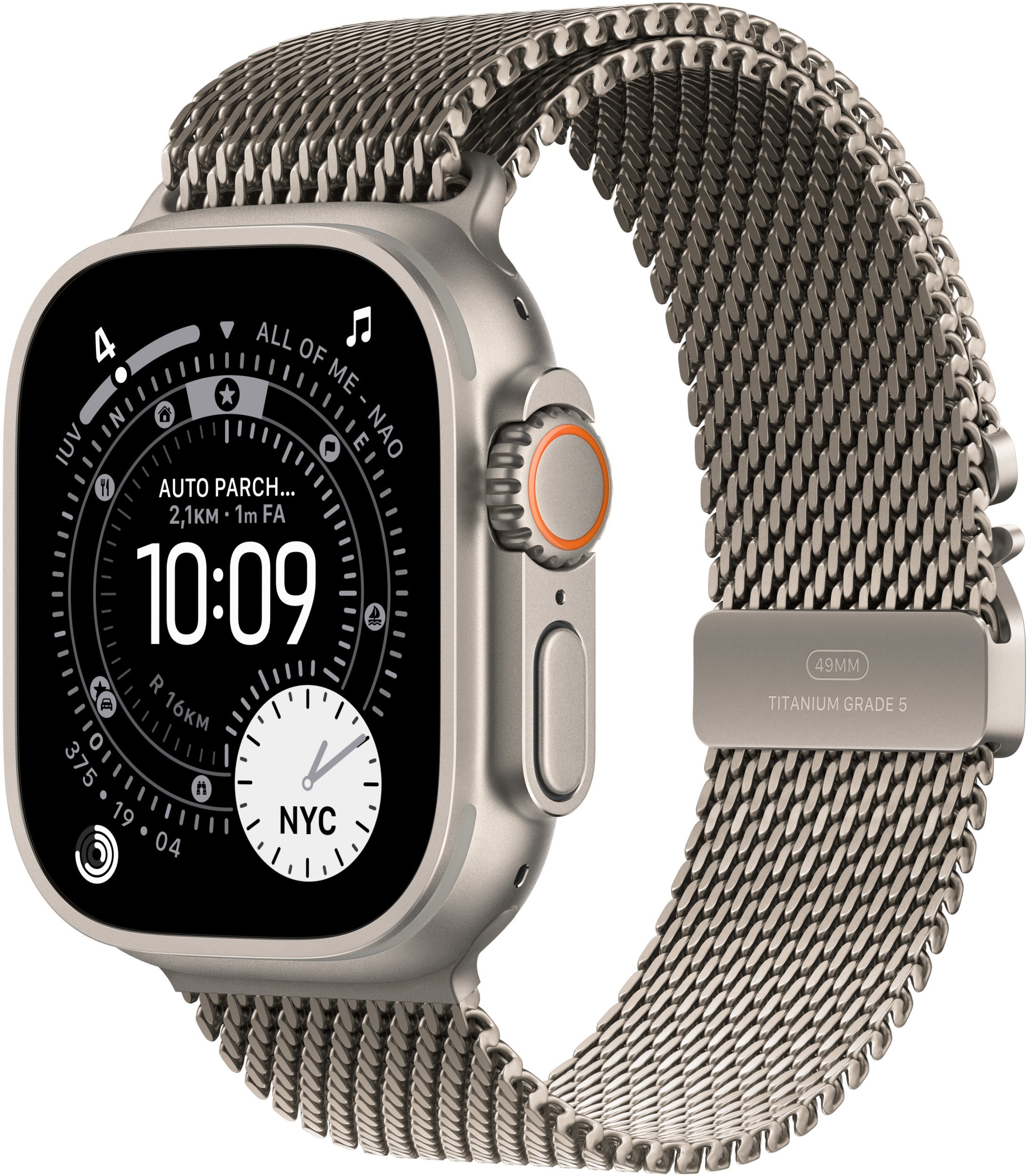 Apple Watch Ultra 3 GPS + Cellular 49mm Natural Titanium Case with Natural Titanium Milanese Loop - Medium - MEWY4ET/A