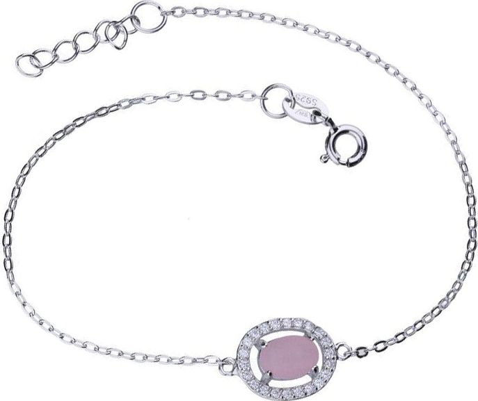 Lovrin Srebrna bransoletka 925 z różowym kamieniem 1,85g