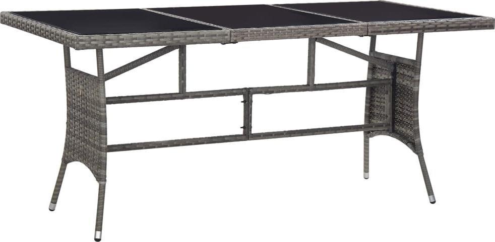 vidaXL Stół ogrodowy, szary, 170 x 80 x 74 cm, polirattan