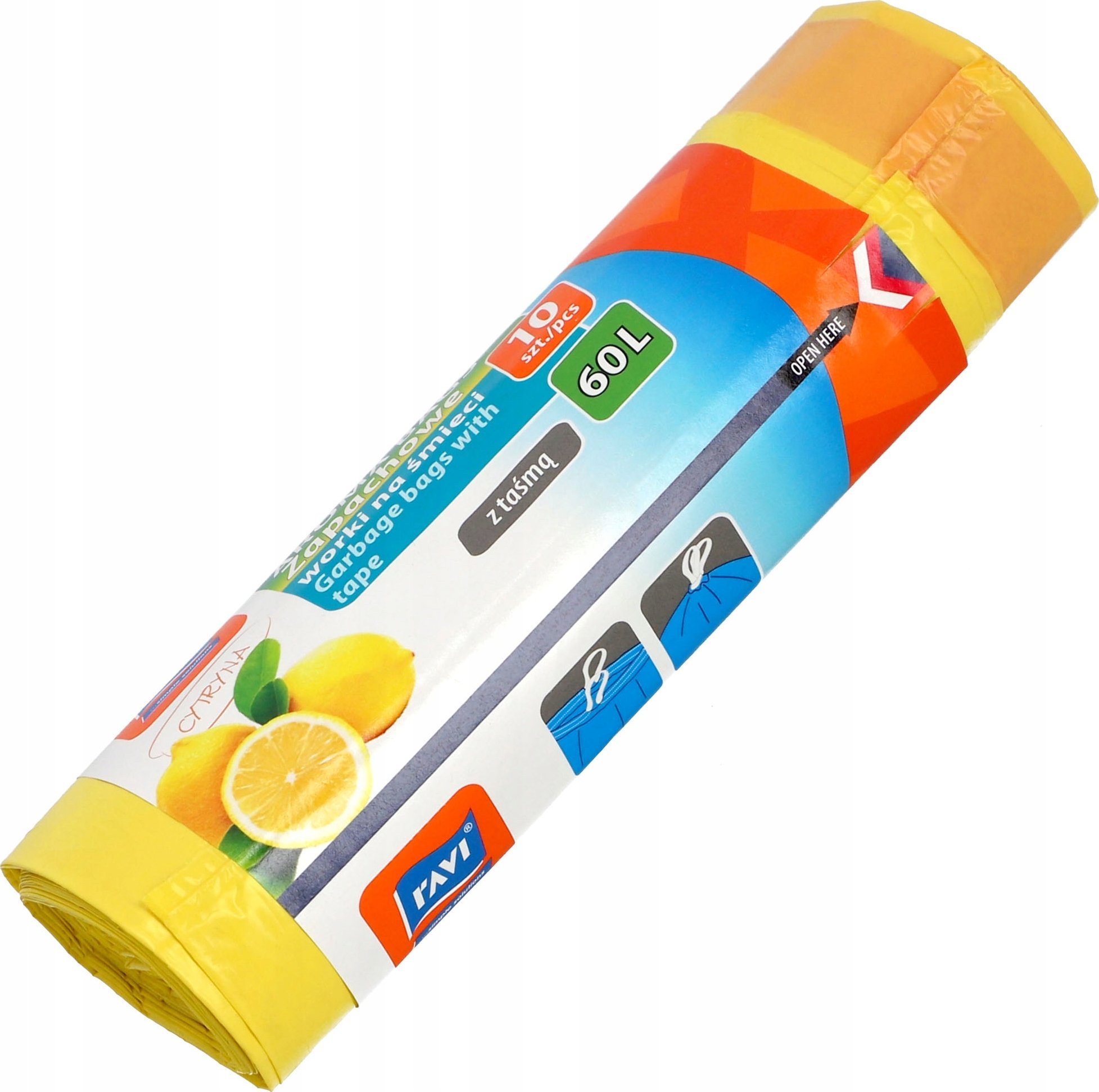 Kosz na śmieci Kadax Ravi Worki Zapachowe Na Śmieci Wiązane 10szt 60 L