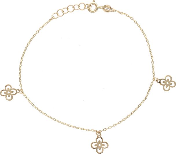 Lovrin Złota bransoleta 585 wiszące kwiatuszki 1,06g