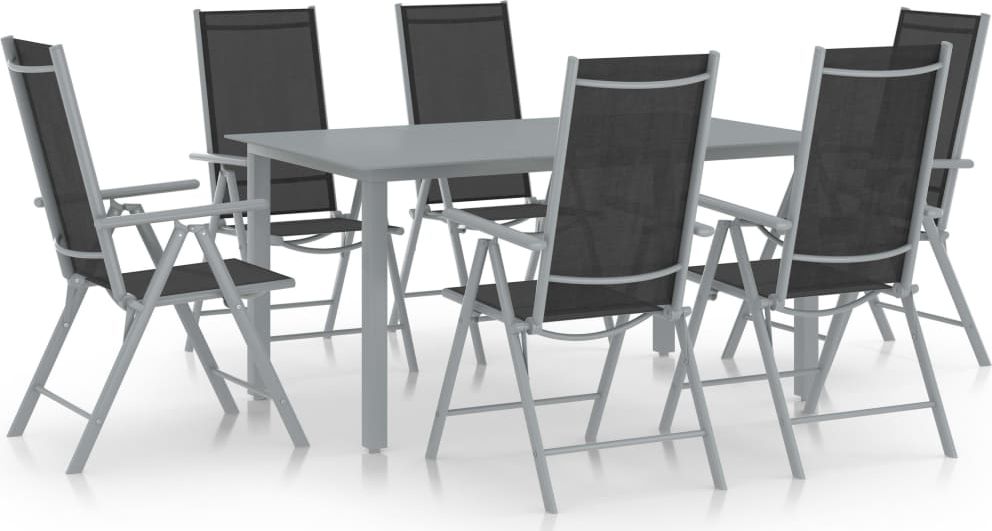 vidaXL 7-cz. zestaw mebli jadalnianych do ogrodu, aluminium