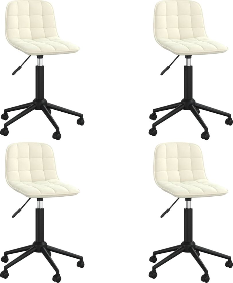 vidaXL Obrotowe krzesła stołowe, 4 szt., kremowe, obite aksamitem