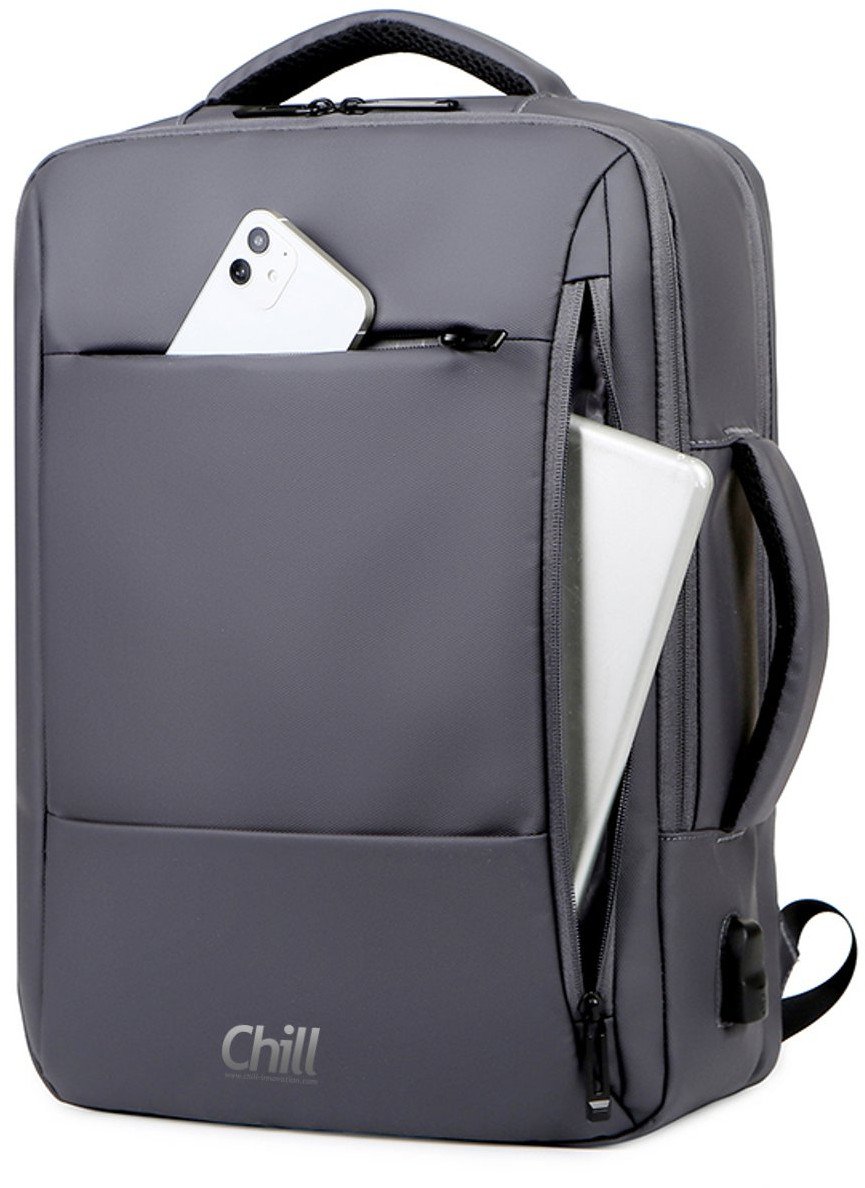 Chill Innovation Chill Voyage 17" PC Backpack, Grey, City, Unisex, 43.2 cm (17"), Notebook compartment, Polyester