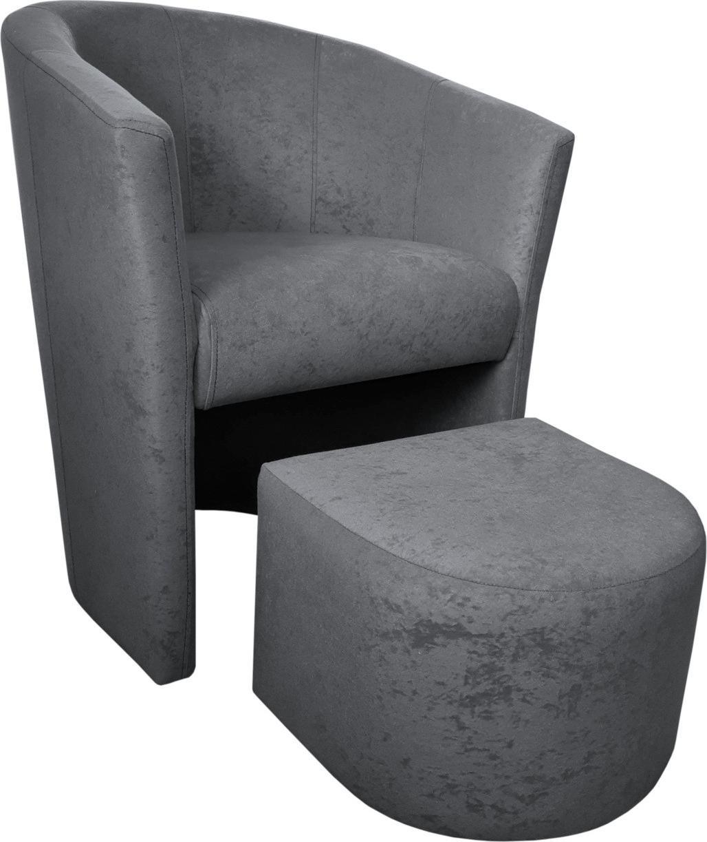 Atos Fotel Club z podnóżkiem Mikrofaza 17 Szary