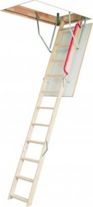 OptiStep Schody strychowe drewniane z poręczą 60x94 cm biała klapa