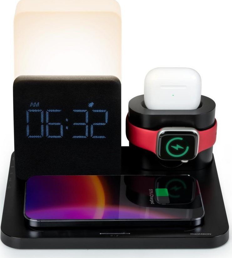 Thomson Thomson Stacja ładująca 3w1 Budzik Lampka nocna