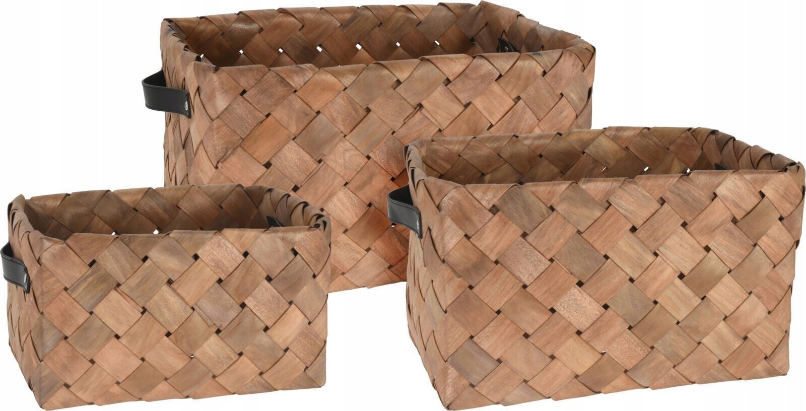 Home Styling Collection Zestaw trzech plecionych koszy, naturalne