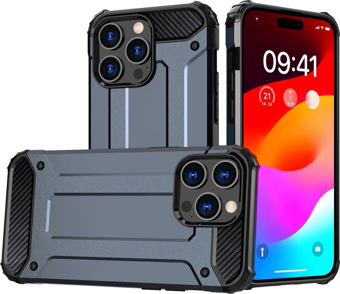 Hurtel Pancerne etui do iPhone 15 Pro Hybrid Armor - niebieskie
