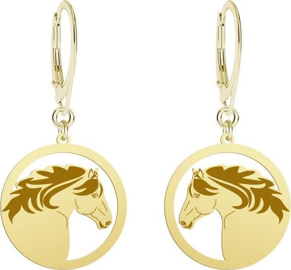 MEJK Jewellery Kolczyki Koń Huculski pozłacane srebro GRAWER GRATIS - MEJK Jewellery