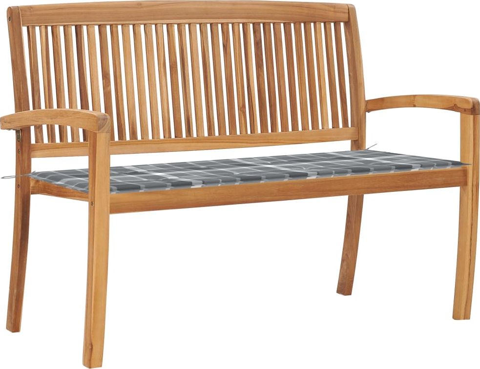 vidaXL Sztaplowana ławka ogrodowa z poduszką 128,5cm drewno tekowe