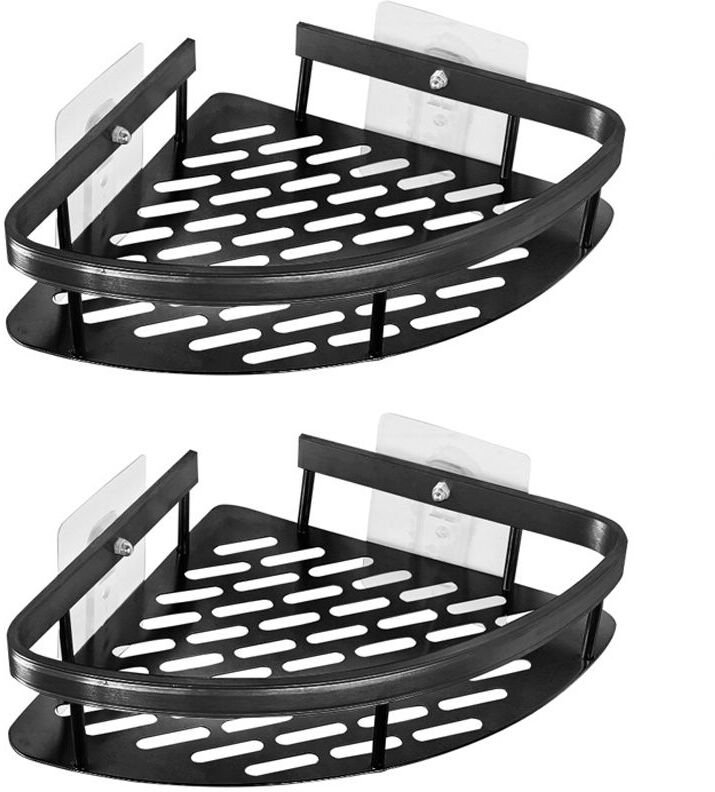 Narożne półki łazienkowe czarne 2 szt metal pod prysznic