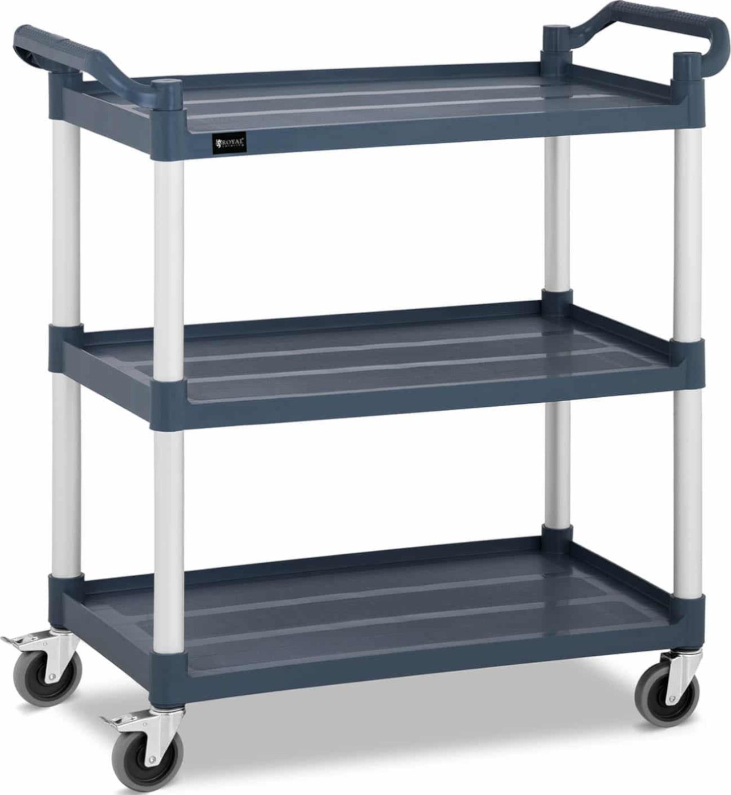 Royal Catering Wózek kelnerski serwisowy 3 półki plastikowe 84 x 49cm do 150kg Wózek kelnerski serwisowy 3 półki plastikowe 84 x 49cm do 150kg