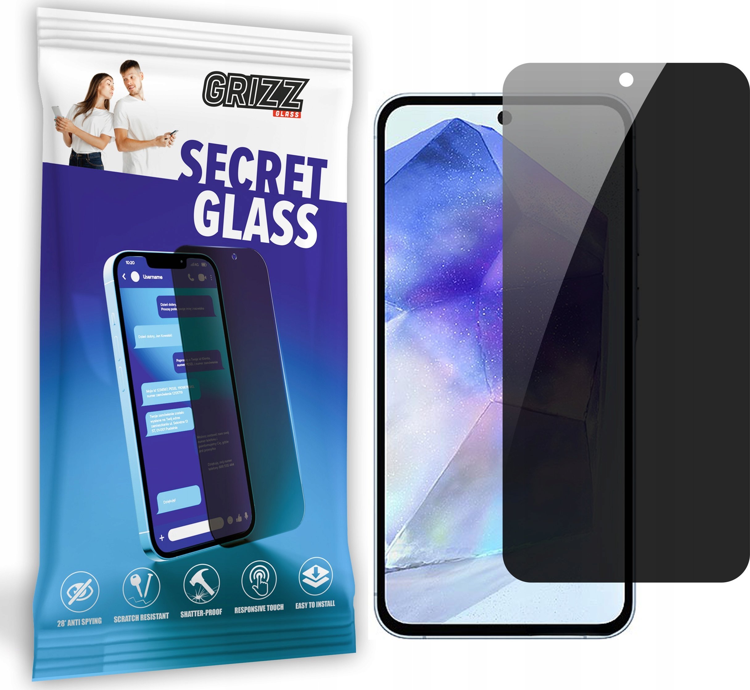 GrizzGlass Szkło prywatyzujące GrizzGlass SecretGlass do Samsung Galaxy A55