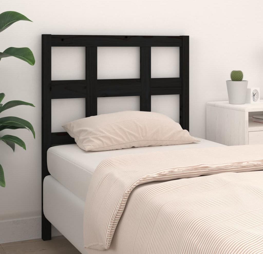 vidaXL vidaXL Wezgłowie łóżka, czarne, 95,5x4x100 cm, lite drewno sosnowe
