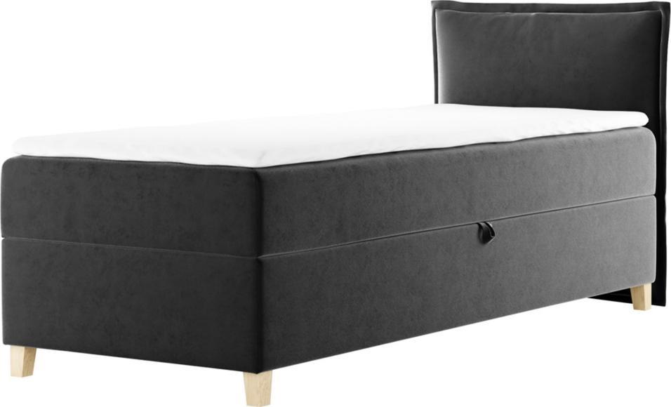 Selsey SELSEY Łóżko kontynentalne 100x200 cm Froncle z pojemnikiem i topperem jednoosobowe szare