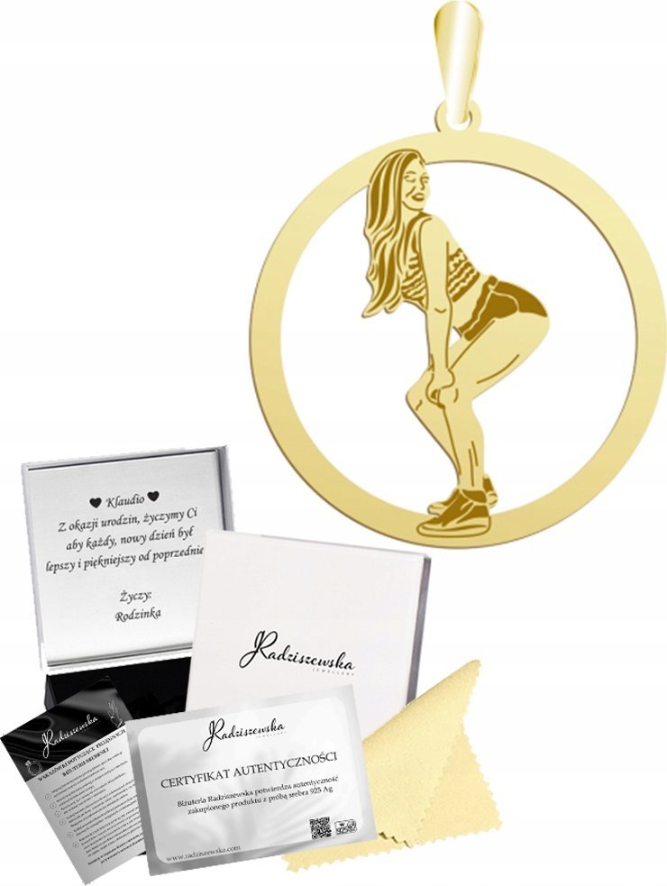 Radziszewska Jewellery Zawieszka Złota Twerking Twerk Srebro 925 Prezent Biżuteria GRAWER GRATIS